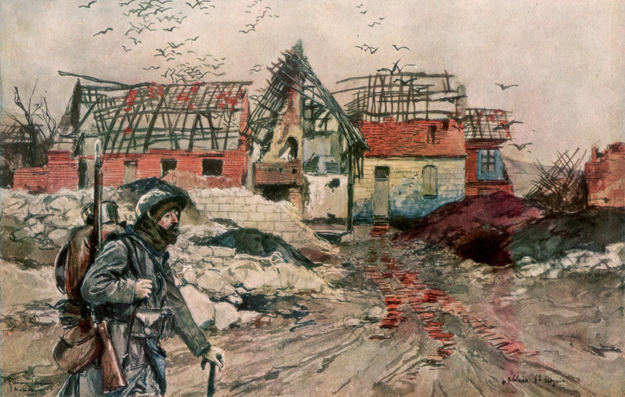 Ruiny Ablain-Saint-Nazaire, Artois, Francie, 18. prosince 1915, 1926. od Francois Flameng