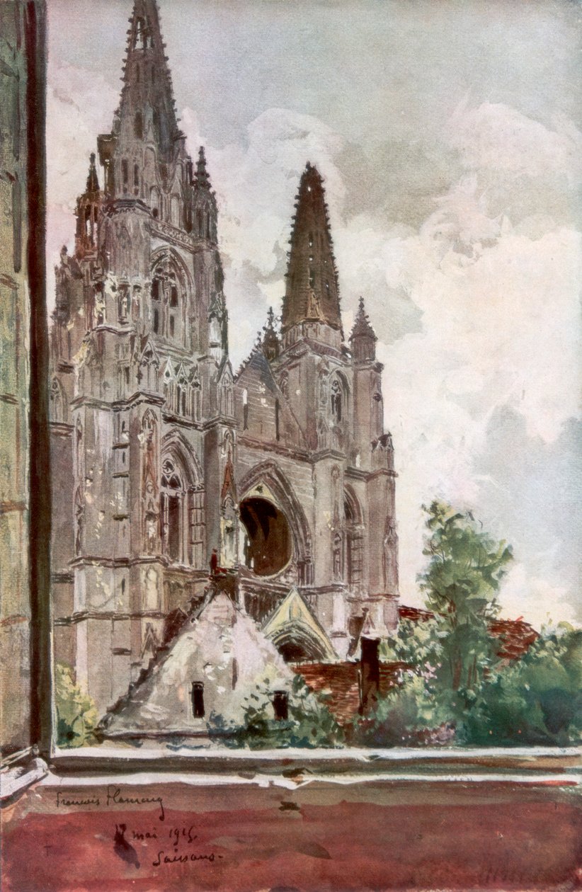 Ruiny opatství Saint Jean des Vignes, Soissons, Francie, 17. května 1915, 1926. od Francois Flameng