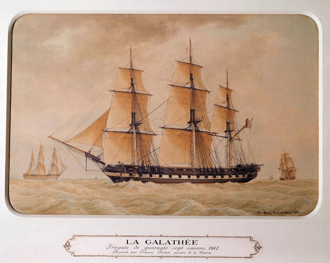 Galathee, fregata 47 děl v roce 1812. Obraz Francoise Rouxe (1811 - 1882). Rytina z roku 1880. Paříž, Musee De La Marine. od Francois Geoffroy Roux