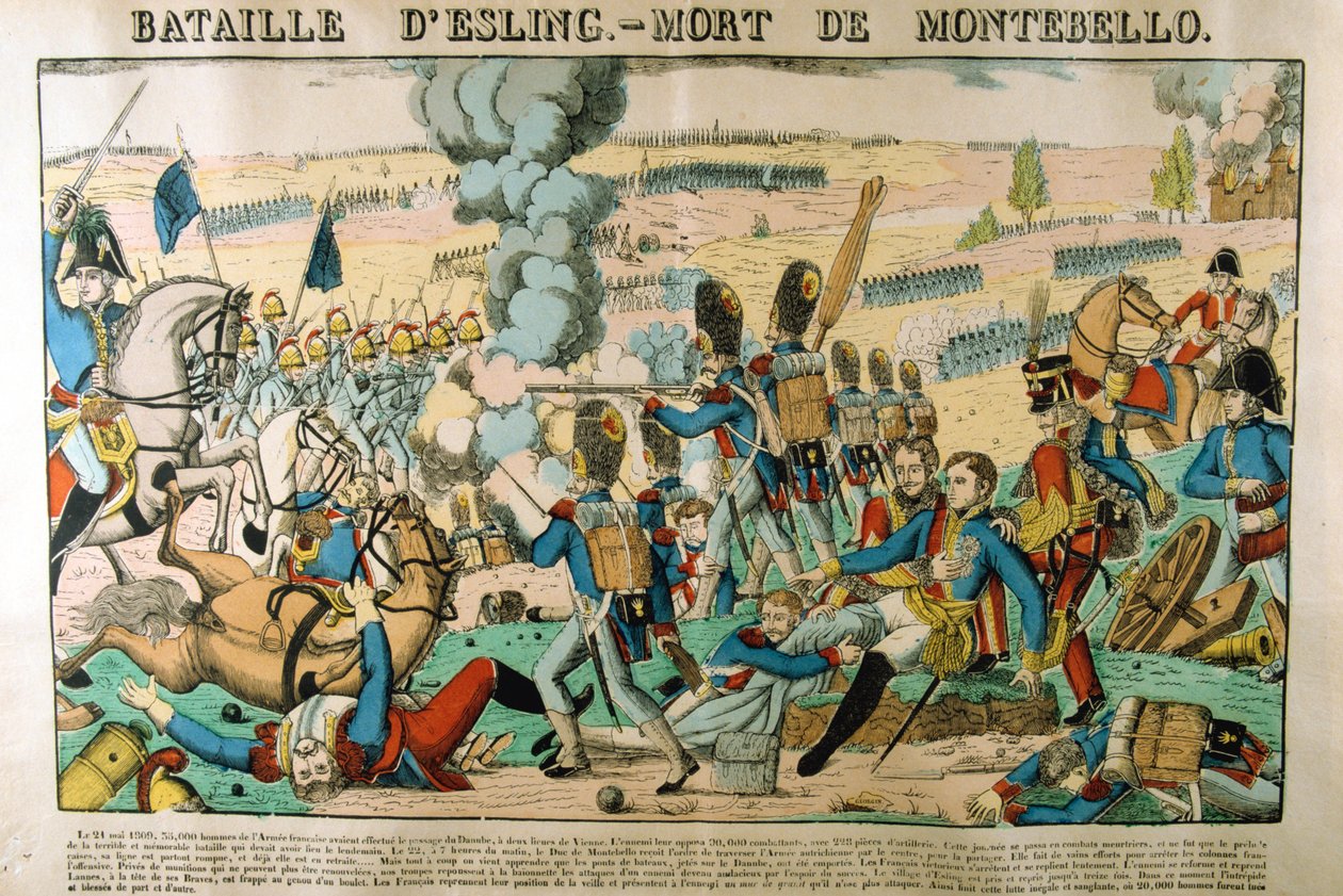 Bitva u Esslingu – smrt Montebella, 21. května 1809, c1835 od Francois Georgin