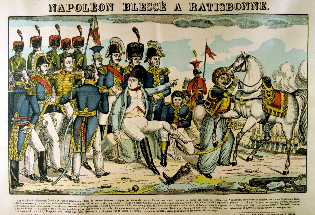 Napoleon zraněn u Ratisbonu, duben 1809, c1835 od Francois Georgin