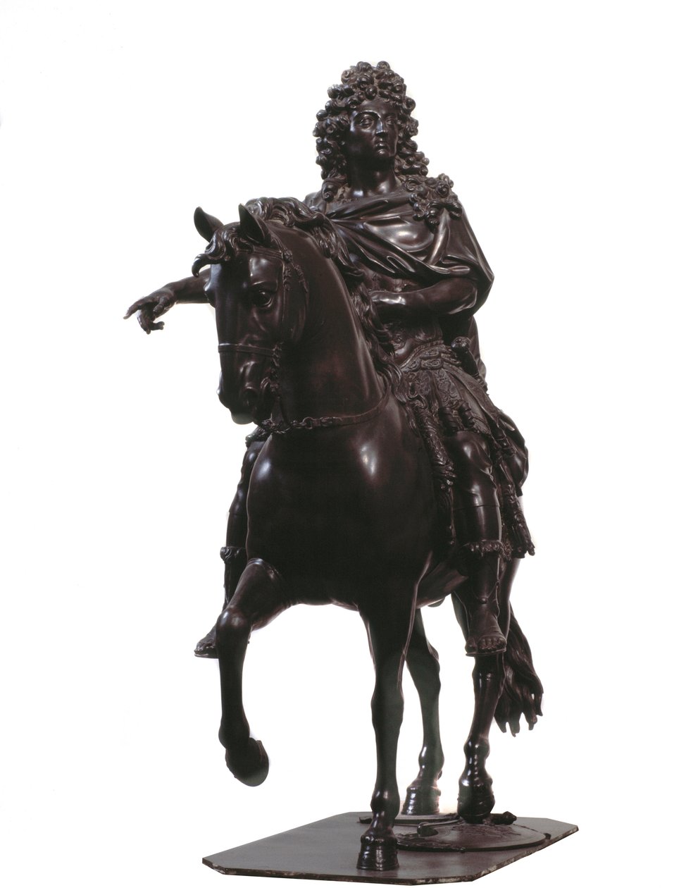 Jezdecký portrét francouzského krále Ludvíka XIV. (bronzová socha od Francois Girardon