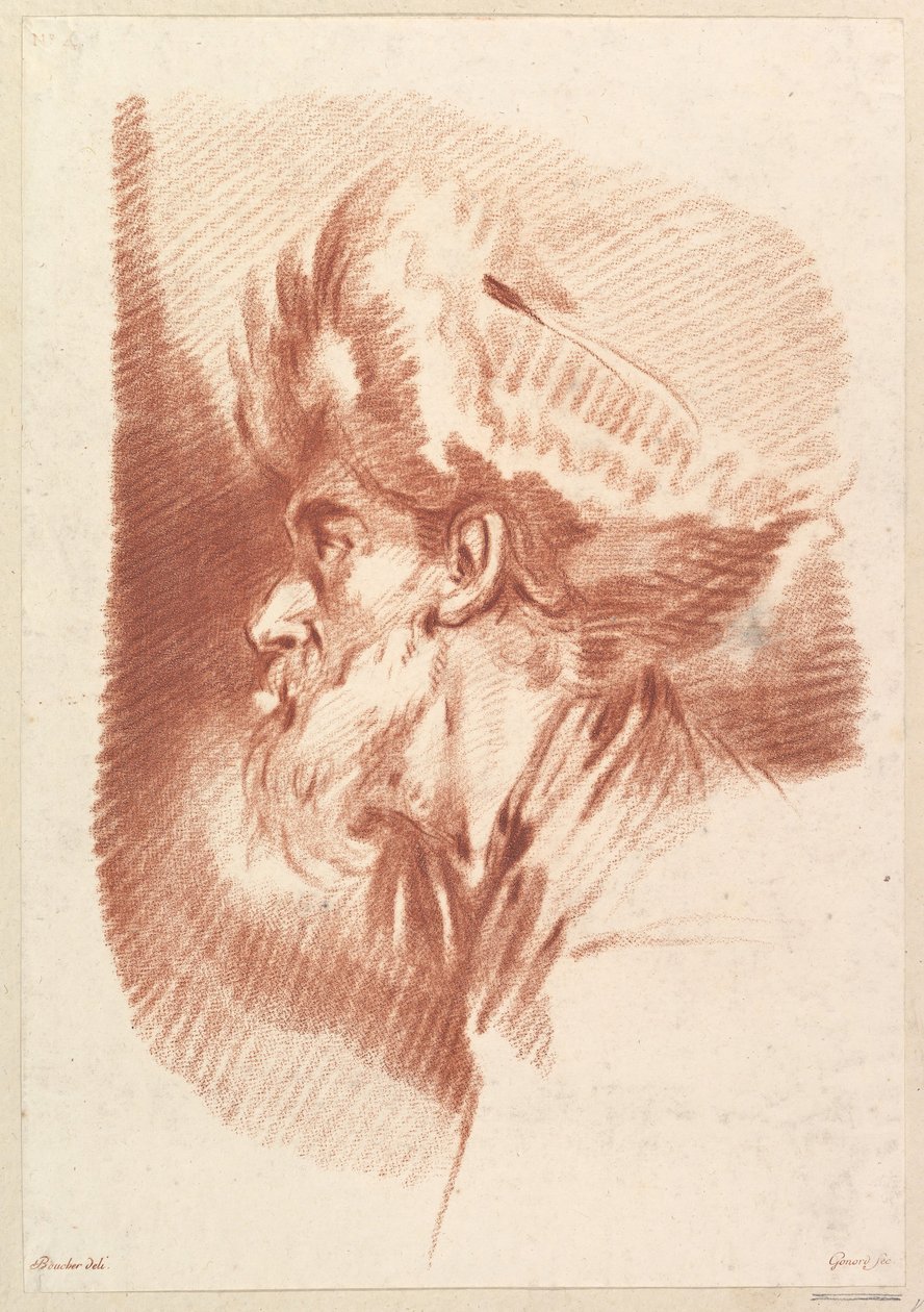 Untitled Head Of A Man In Turban, polovina 18. století až začátek 19. století. od Francois Gonord