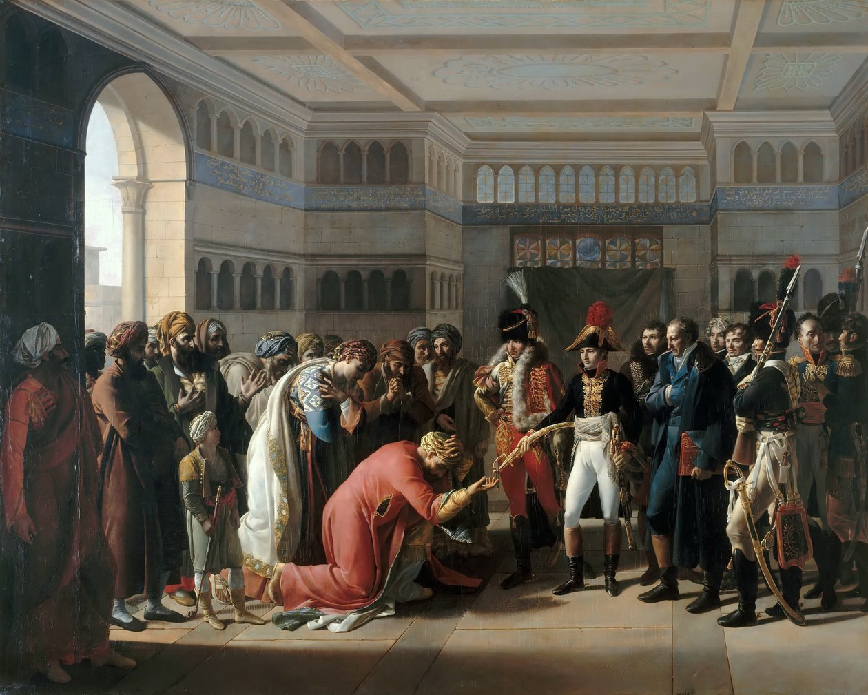 Bonaparte předává šavli vojenskému veliteli Alexandrie v červenci 1798 od Francois Henri Mulard