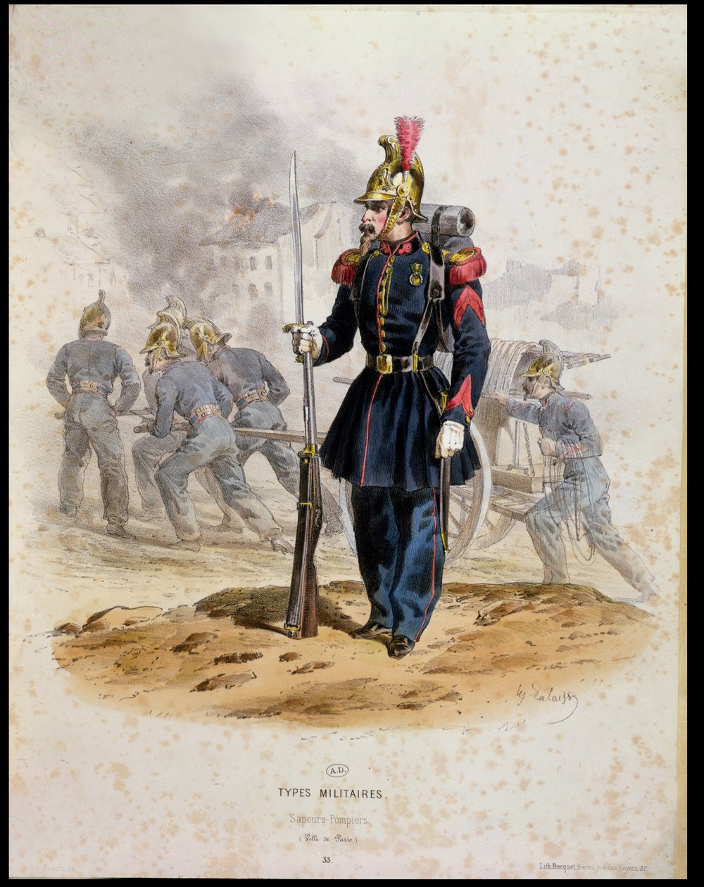 Paris Firemen (Sapeurs-Pompiers) 1860 od Francois Hippolyte Lalaisse