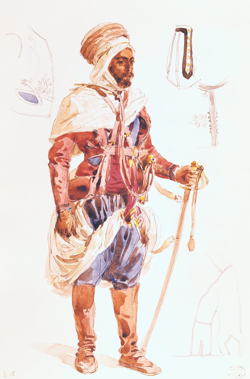 Spahi se svým mečem, kolem roku 1854 od Francois Hippolyte Lalaisse