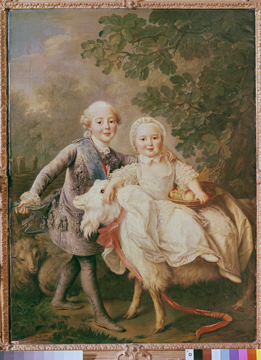 Karel Francouzský (1757-1836) hrabě z Artois a jeho sestra Clothide (1759-1802) 1763-64 od Francois Hubert Drouais