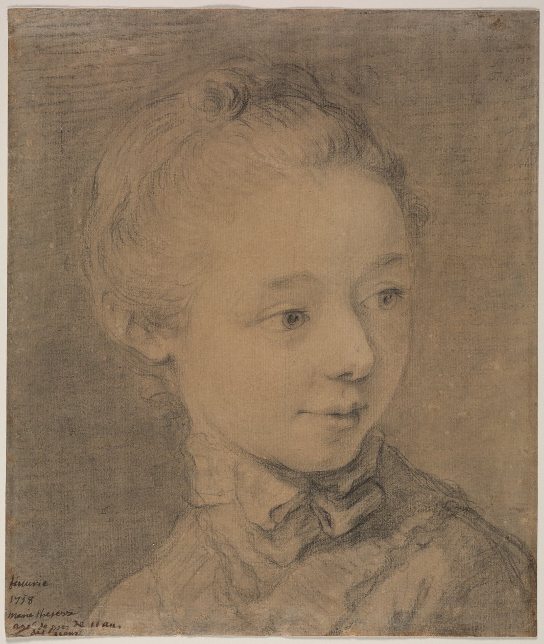 Hlava mladé dívky odbočující doprava, 1758. od Francois Hubert Drouais