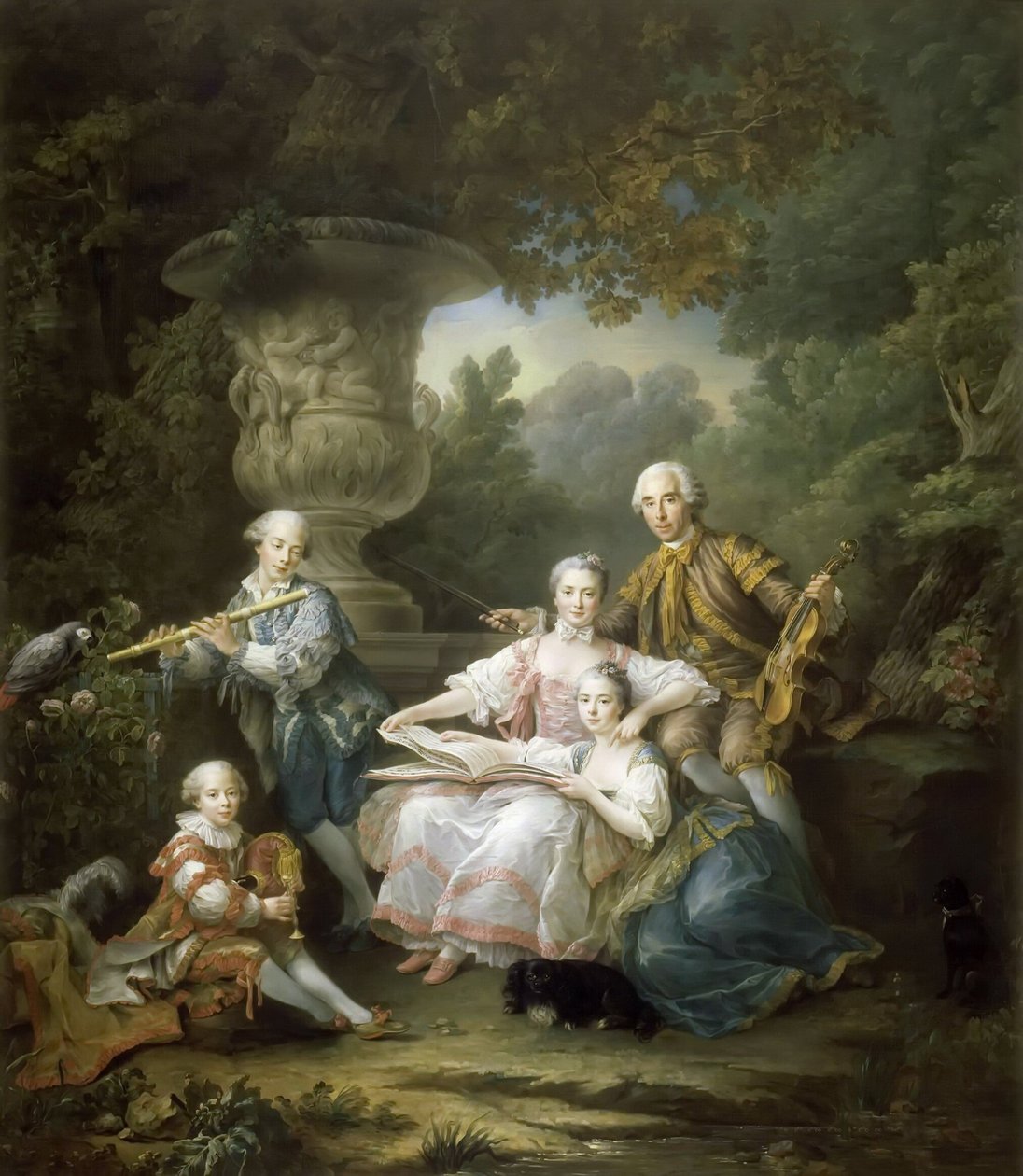 Louis II du Bouchet de Sourches se svou rodinou od Francois Hubert Drouais