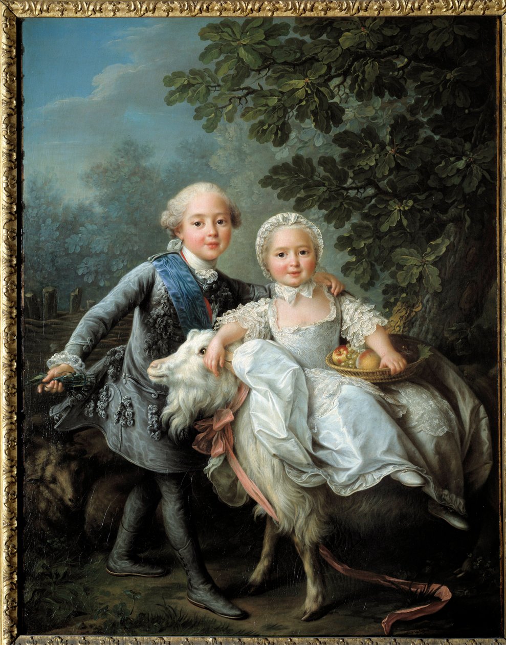 Portrét Charlese Philippea z Francie, hraběte z Artois (budoucí Karel X. (1757-1836) a jeho sestra Madame Clothilde, budoucí královna Sardinie (1759-1802) zastoupená v letech 1763-1764, obraz Francoise Huberta Drouaise (1727-1775) od Francois Hubert Drouais