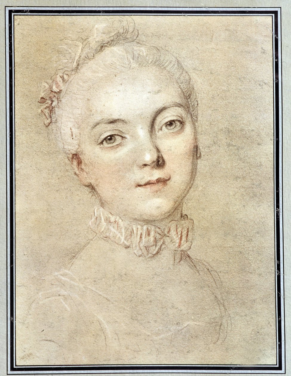 Portrét Jeanne Becu, hraběnky (nebo paní) z Barry (1743-1793) - kresba Françoise Drouaise od Francois Hubert Drouais