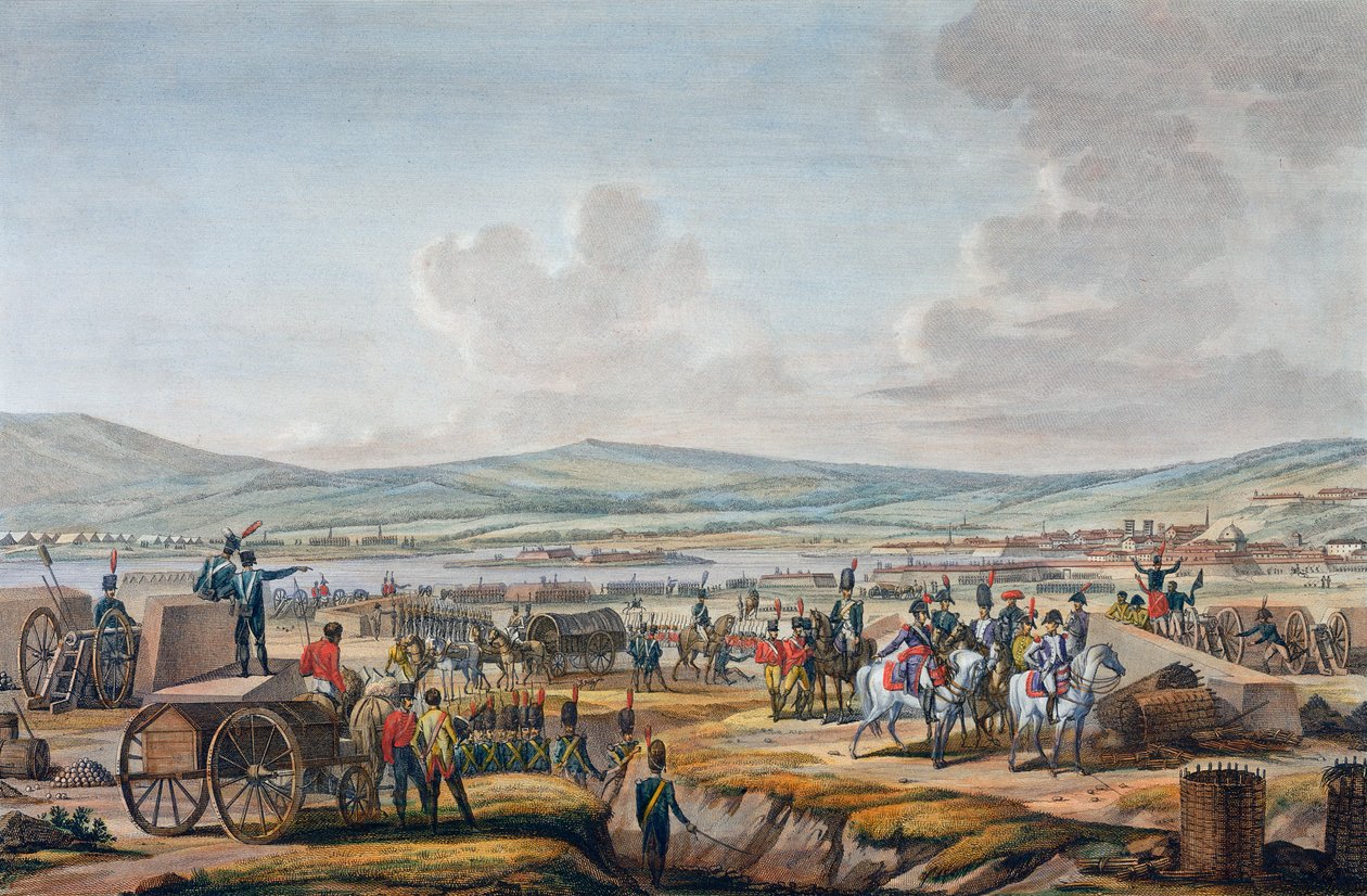 Napoleon na návštěvě obléhacích děl v Gdaňsku pod vedením maršála Lefebvra, 9. května 1807 od Francois Jacques Dequevauviller