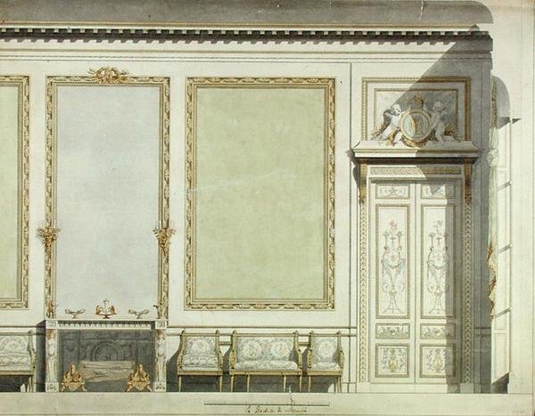 Návrh pro dům vévodkyně z Mazarin, kolem roku 1777 (akvarel na papíře) od Francois Joseph Belanger