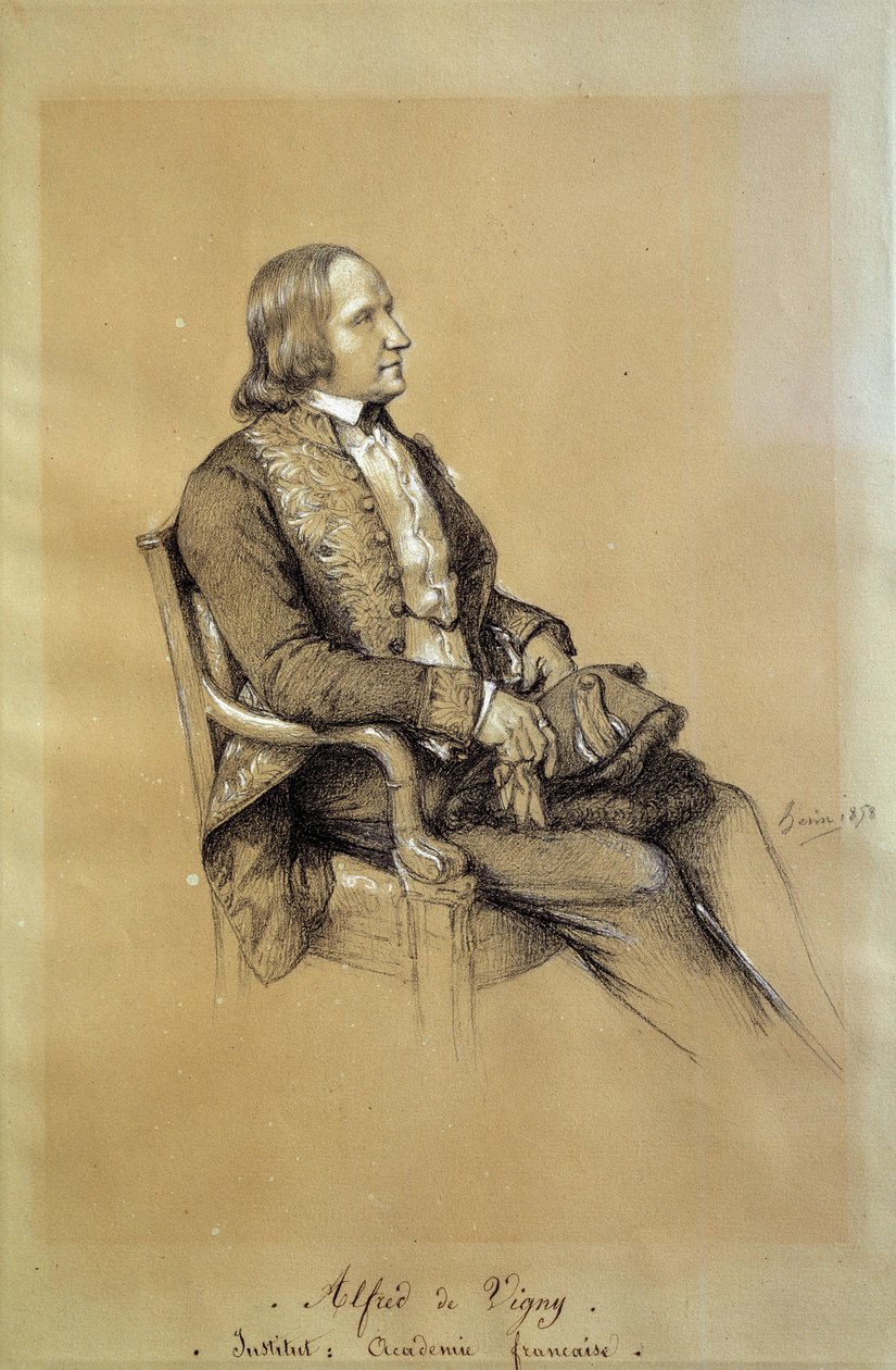 Portrét Alfreda de Vigny (1797 - 1863), francouzského spisovatele, dramatika a básníka. Kresba Francois Joseph Heim (1787-1865) od François Joseph Heim