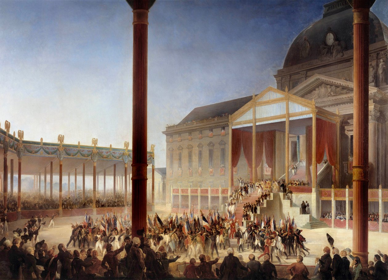 Shromáždění Champ de Mai (pořádané Napoleonem I. za přítomnosti zástupců oddělení a armády, na Champ-de-Mars v Paříži, 1. 6. 1815) Obraz Francoise Josepha Heima (1787- 1865) 1847 Ne. 1,27x1,54 m od François Joseph Heim