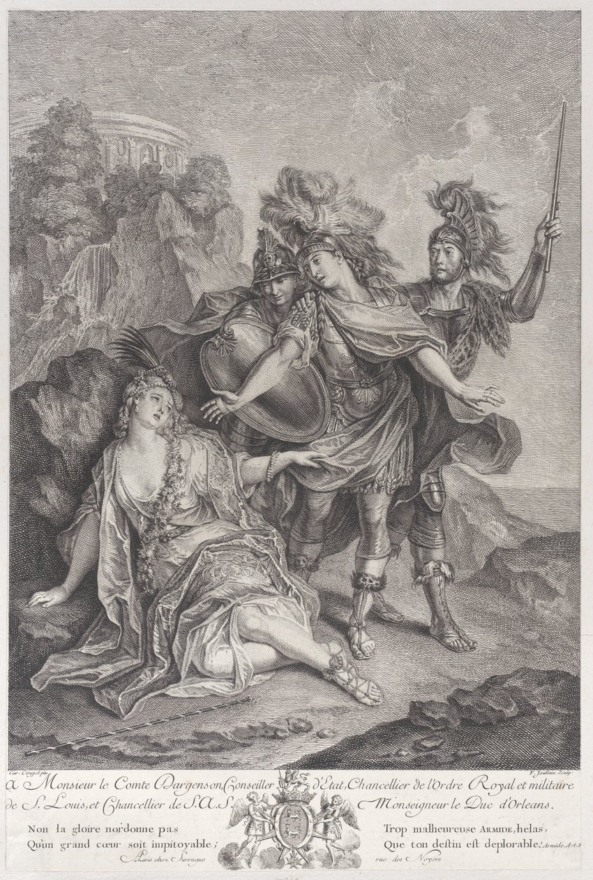 Rinaldo opouštějící Armidu, 1720-62. od Francois Joullain