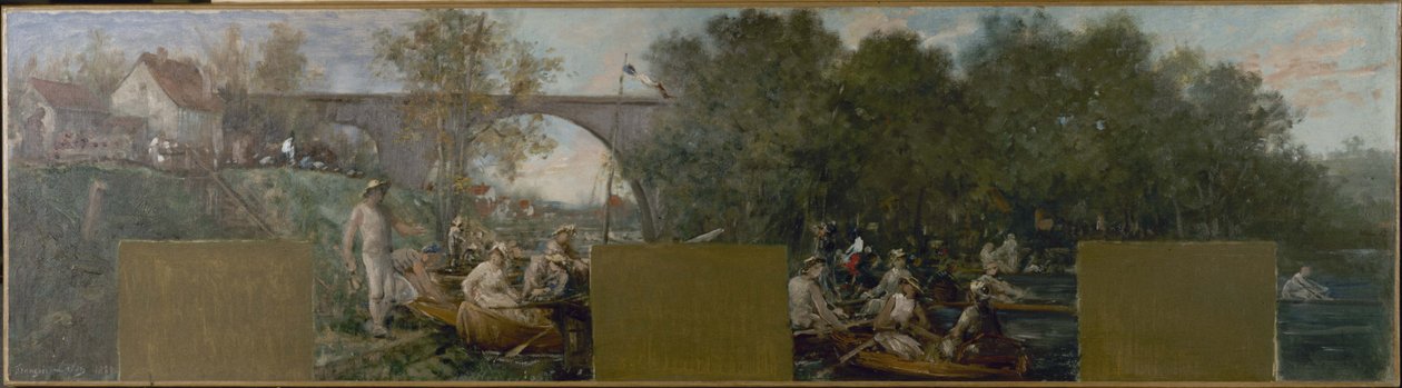 Skica radnice v Nogent-sur-Marne: Lodníci na řece Marně od Francois Lafon