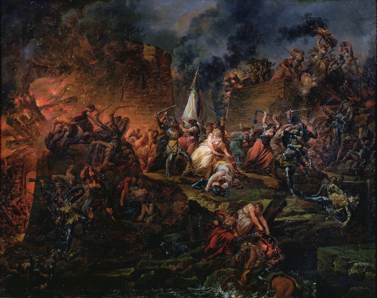 Jeanne Hachette bránící Beauvais v roce 1472 nebo obléhání Beauvais od Francois Louis Joseph Watteau