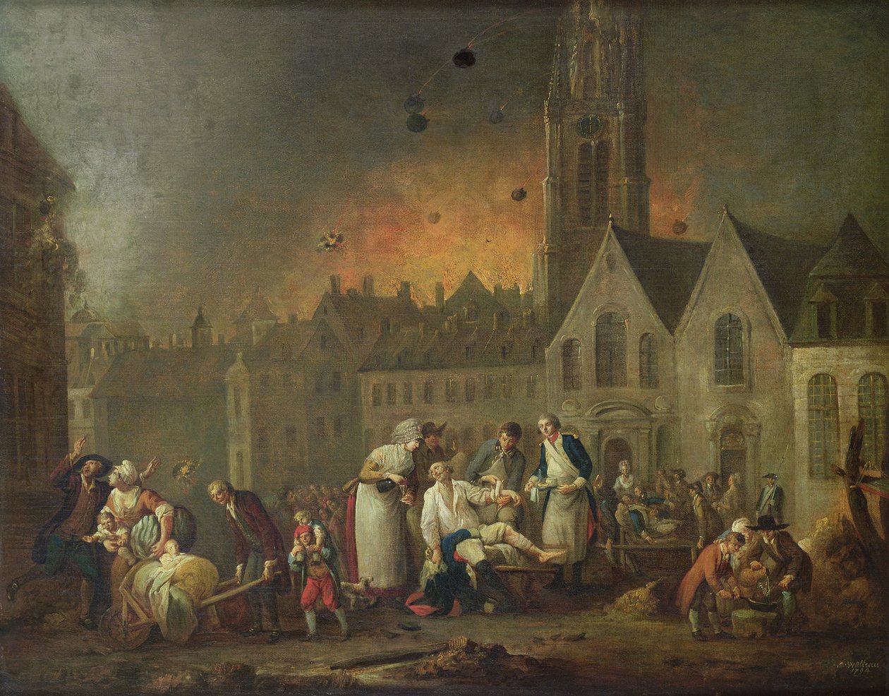 Grand Place v Lille během obléhání v roce 1792, 1794 od Francois Louis Joseph Watteau