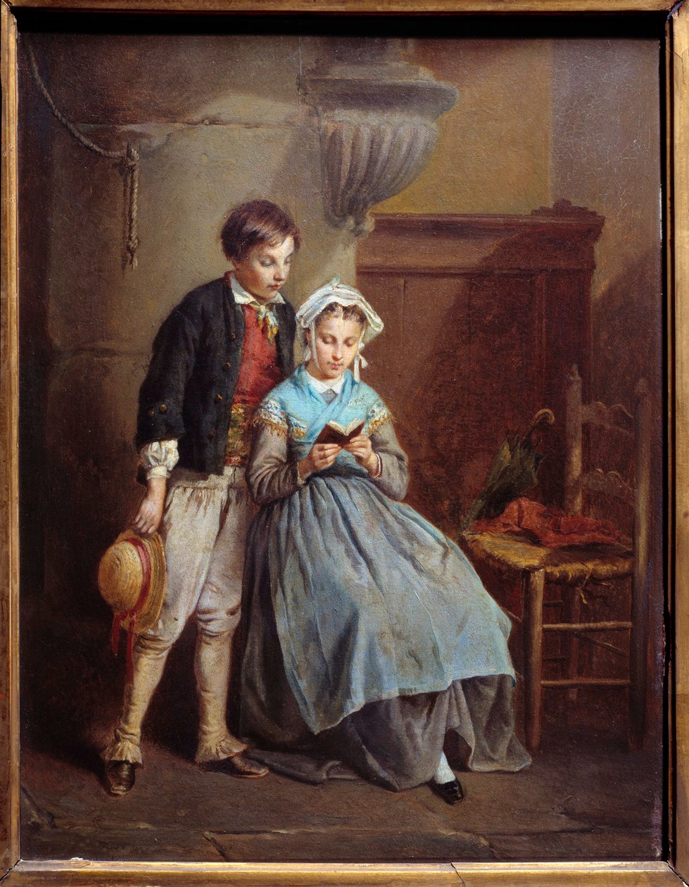 Čtení obraz Francoise Lenfanta (1814–1892) Muzeum výtvarného umění Metz z 19. století od Francois Louis Lenfant