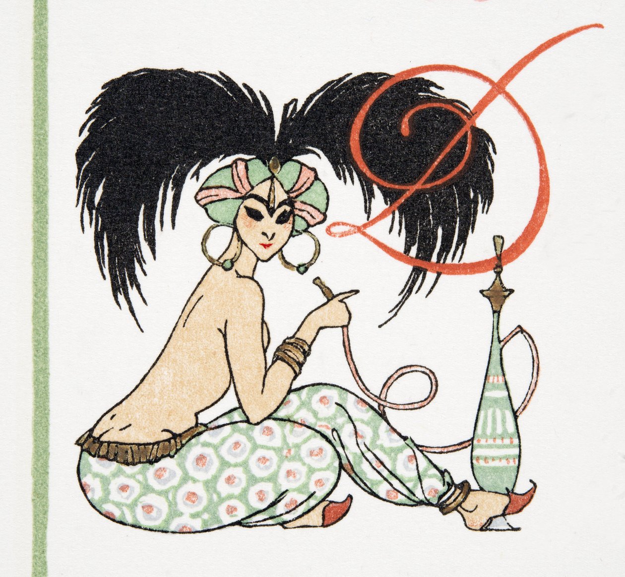 Arabian Girl with Hookah Pipe, from Personages de Comedie, pub. 1922 (pochoirový tisk) od Francois Louis Schmied