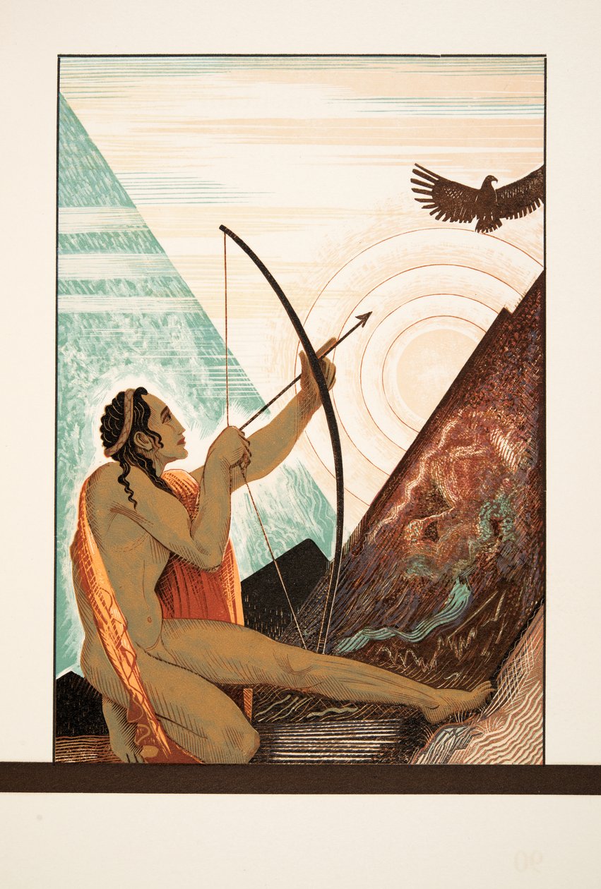 Herakles střílející orla, z Prométhée Enchaîné od Aischyla, hospoda. 1941 (tisk šablony) od Francois Louis Schmied