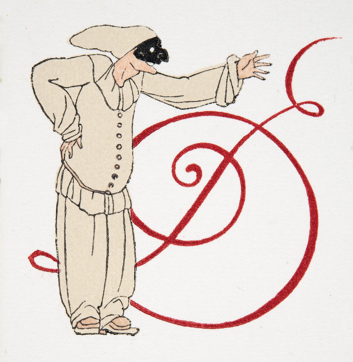 Letter D, from Personages de Comedie, pub. 1922 (tisk šablony) od Francois Louis Schmied