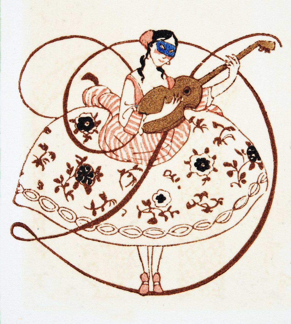 Letter D, from Personages de Comedie, pub. 1922 (tisk šablony) od Francois Louis Schmied