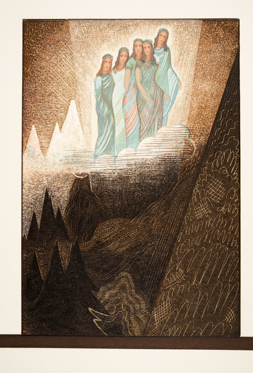 Oceanides, Ilustrace z Prométhée Enchaîné od Aischyla, pub. 1941 (tisk šablony) od Francois Louis Schmied