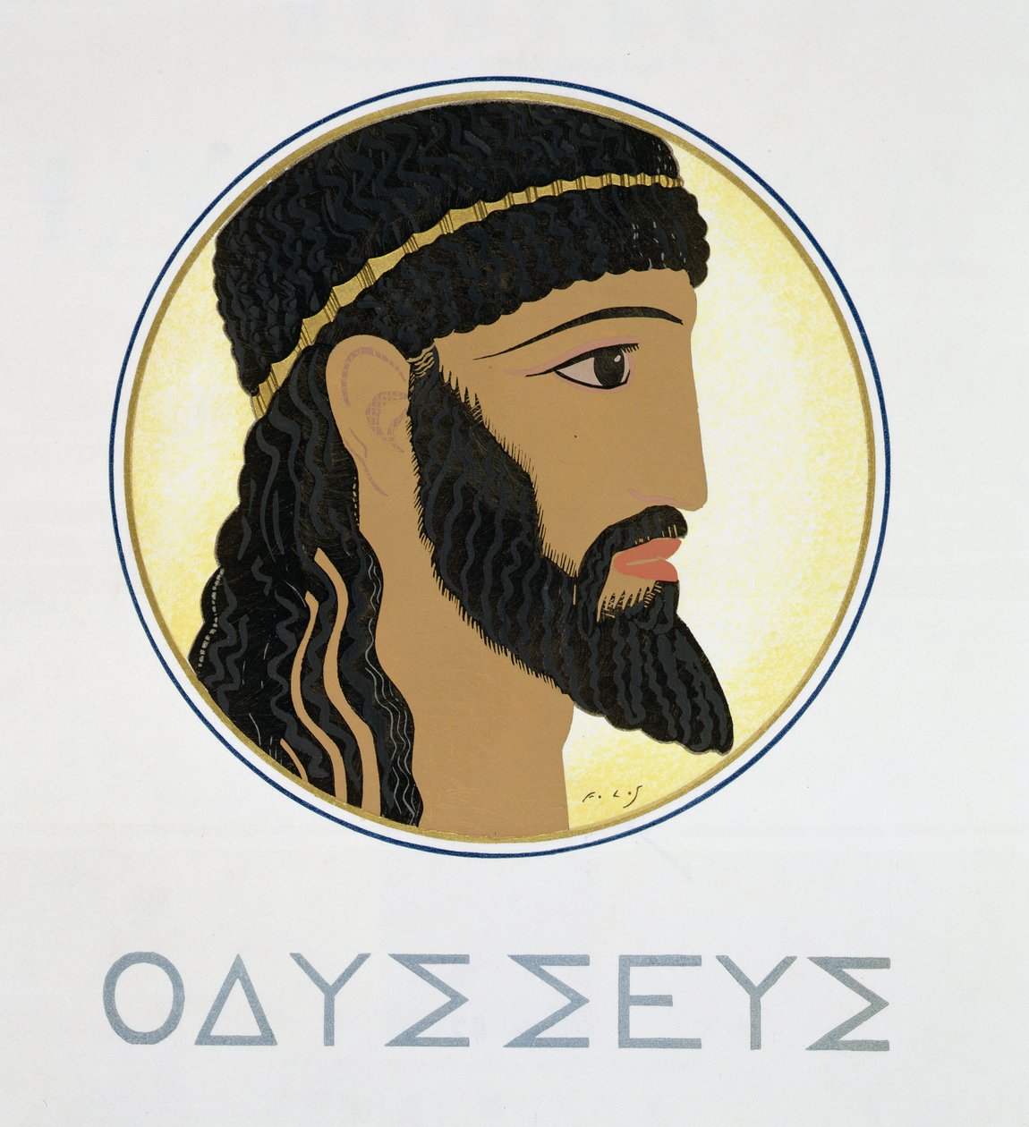 Odysseus, titulní strana knihy "Homér: Odesie", vydáno Paříž 1930-33 od Francois Louis Schmied
