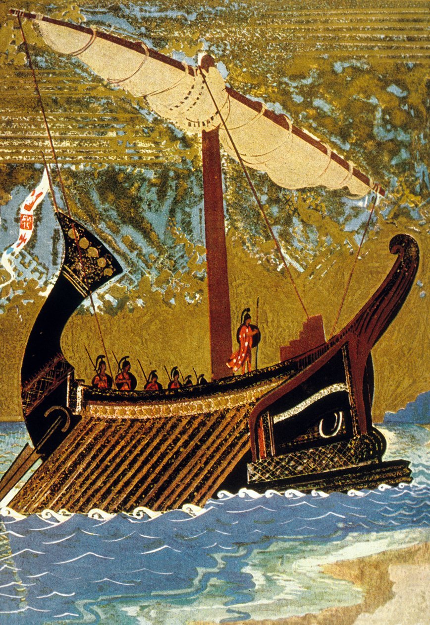 Homérova Odyssea : Odysseova plachetnice (Odysseus), 1930 od Francois Louis Schmied