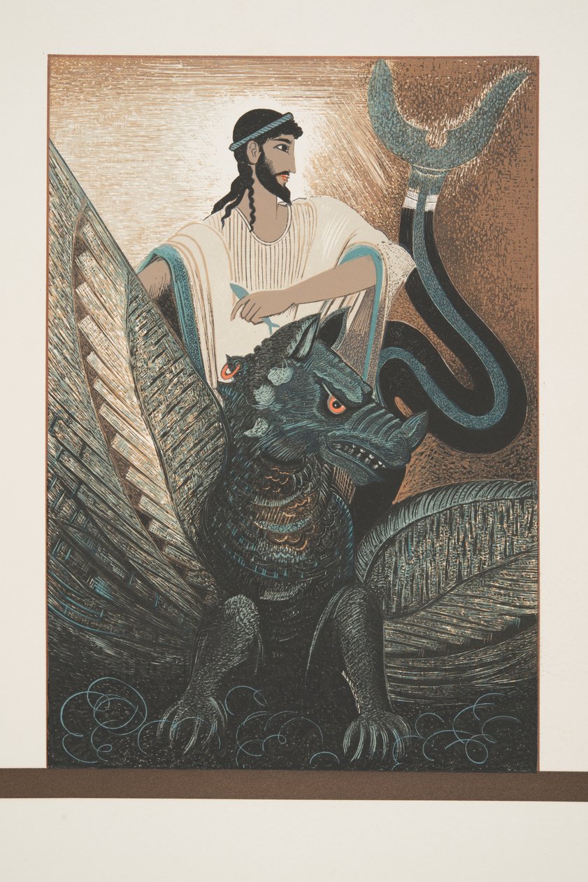 Odysseus a drak z Prométhea Spoutaný Aischylem, hospoda. 1941 (tisk šablony) od Francois Louis Schmied