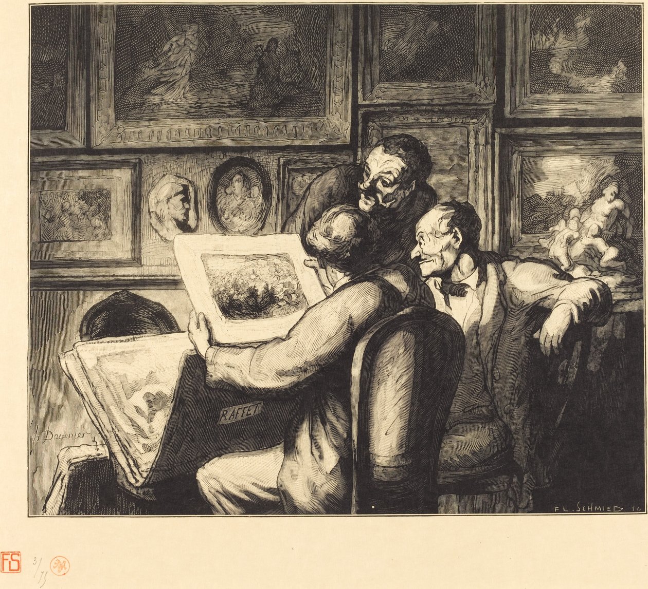 Milovníci tisku od Francois Louis Schmied after Honoré Daumier