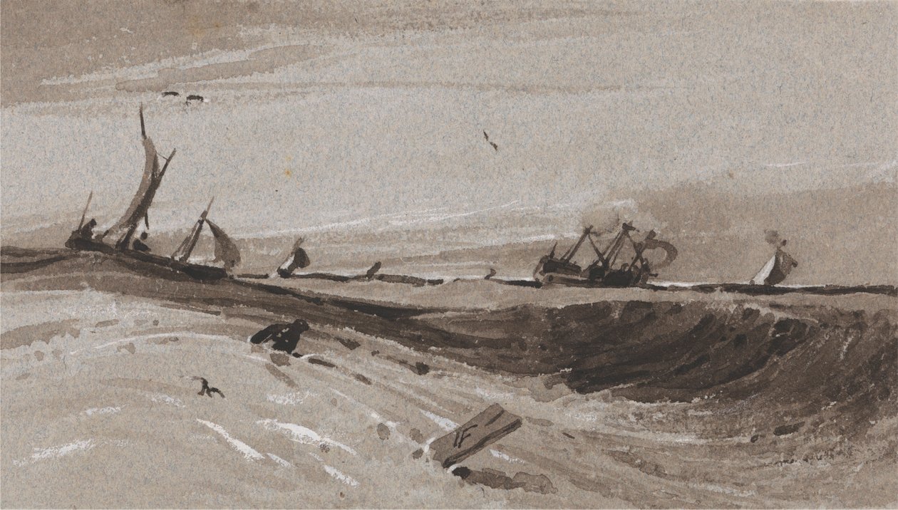 Bouřlivé moře, večer od Francois Louis Thomas Francia