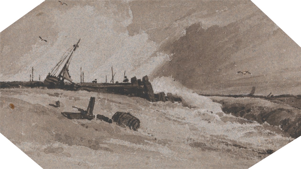 Molo v bouři od Francois Louis Thomas Francia
