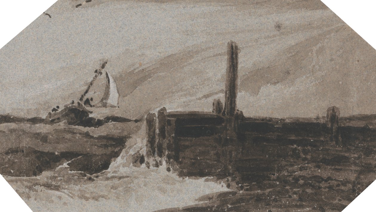 Blíží se přístav v rozbouřeném moři od Francois Louis Thomas Francia