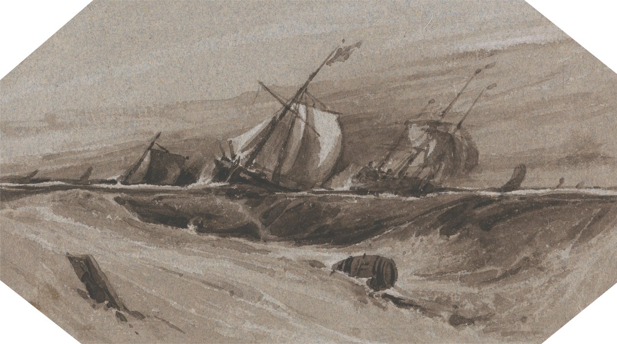 Lodě nakloněné v rozbouřeném moři od Francois Louis Thomas Francia