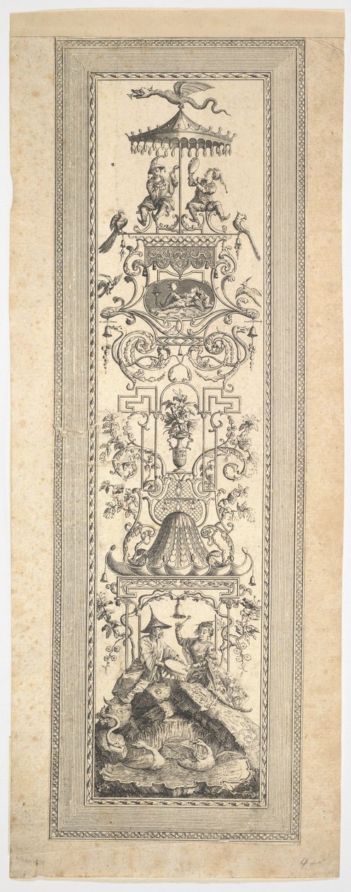 Čínský kiosk, z prvního cayer panelů, vlysů a arabesek, 1788. od Francois Marie Isidore Queverdo