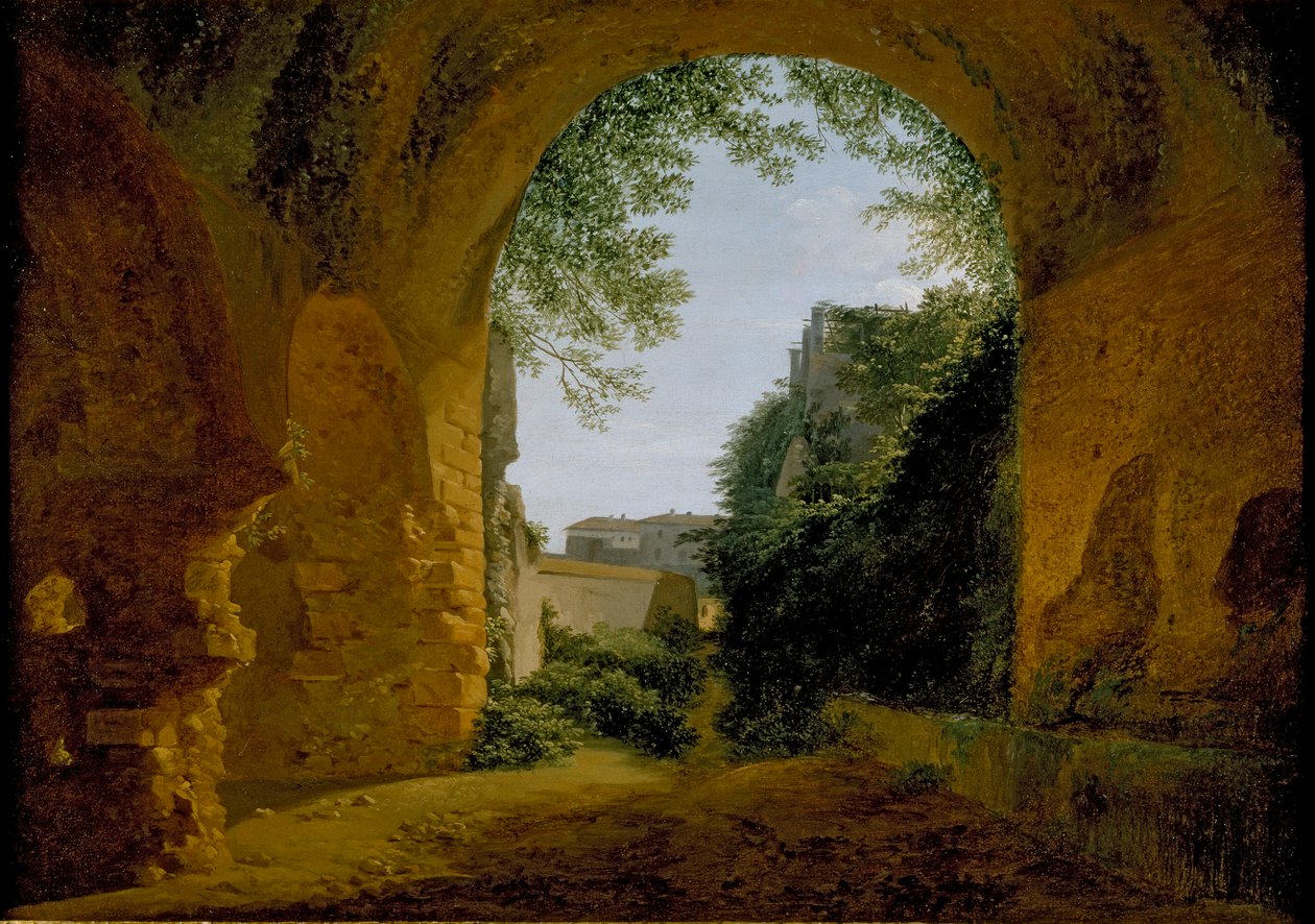 Pohled na zahradu, viděný z římské klenby, 1802-1824 od Francois Marius Granet