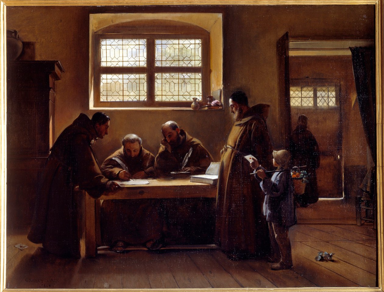 Kapucíni redigující písemný obraz od Francoise Mariuse Graneta od Francois Marius Granet