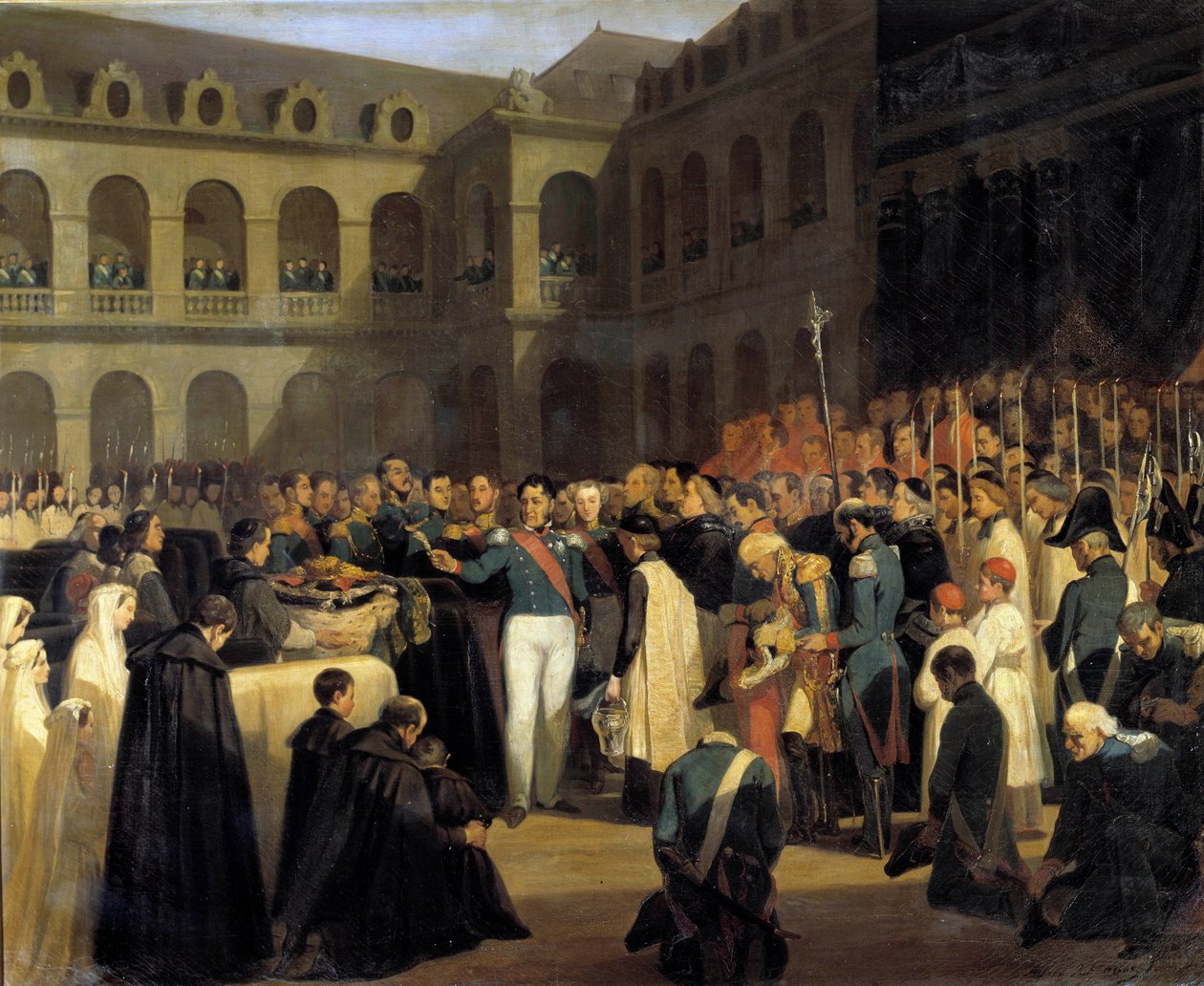 Pohřeb obětí Fieschiho útoku dne 5.8.1835 za přítomnosti krále Ludvíka Filipa Útok Giuseppe Fieschiho (korsického spiklence) se odehrál 28. července 1835 proti Ludvíku Filipovi I., králi Francouzů, Boulevard du Chrám v Paříži. P od Francois Marius Granet