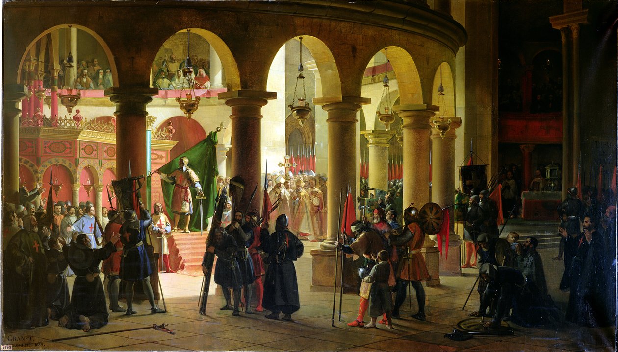 Godfrey z Bouillonu (asi 1060-1100) Uložení trofejí z Askalonu v kostele Svatého hrobu, srpen 1099, 1839 od Francois Marius Granet