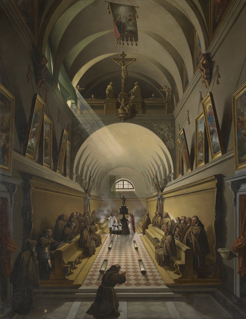 Interiér kapucínského kláštera, kolem roku 1820 od Francois Marius Granet