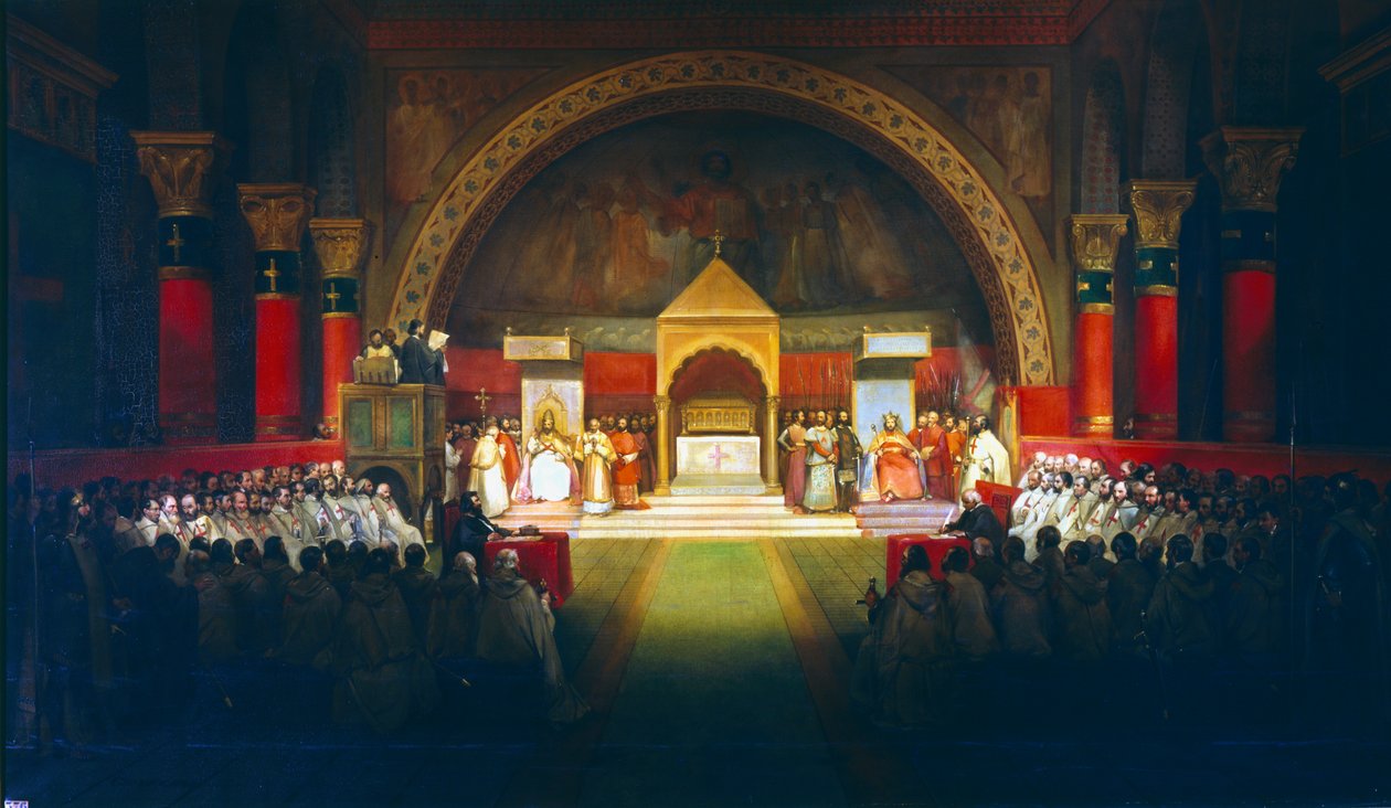 Setkání kapituly templářských rytířů, Paříž, 1147 19. století od Francois Marius Granet