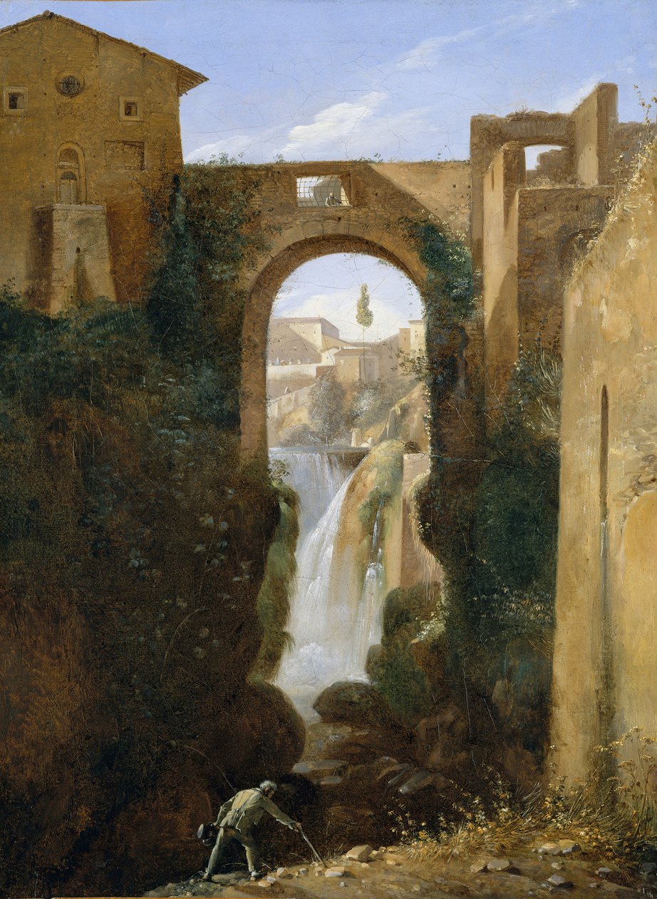 Ponte San Rocco a vodopády, Tivoli, ca. 1810-20. od Francois Marius Granet
