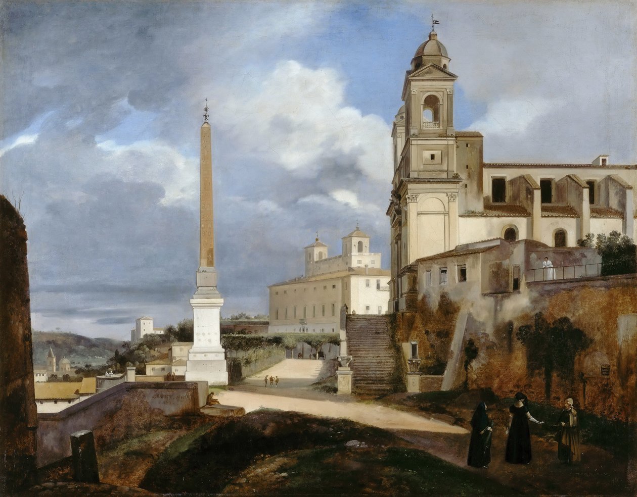 Santa Trinità dei Monti a Villa Medici v Římě od Francois Marius Granet