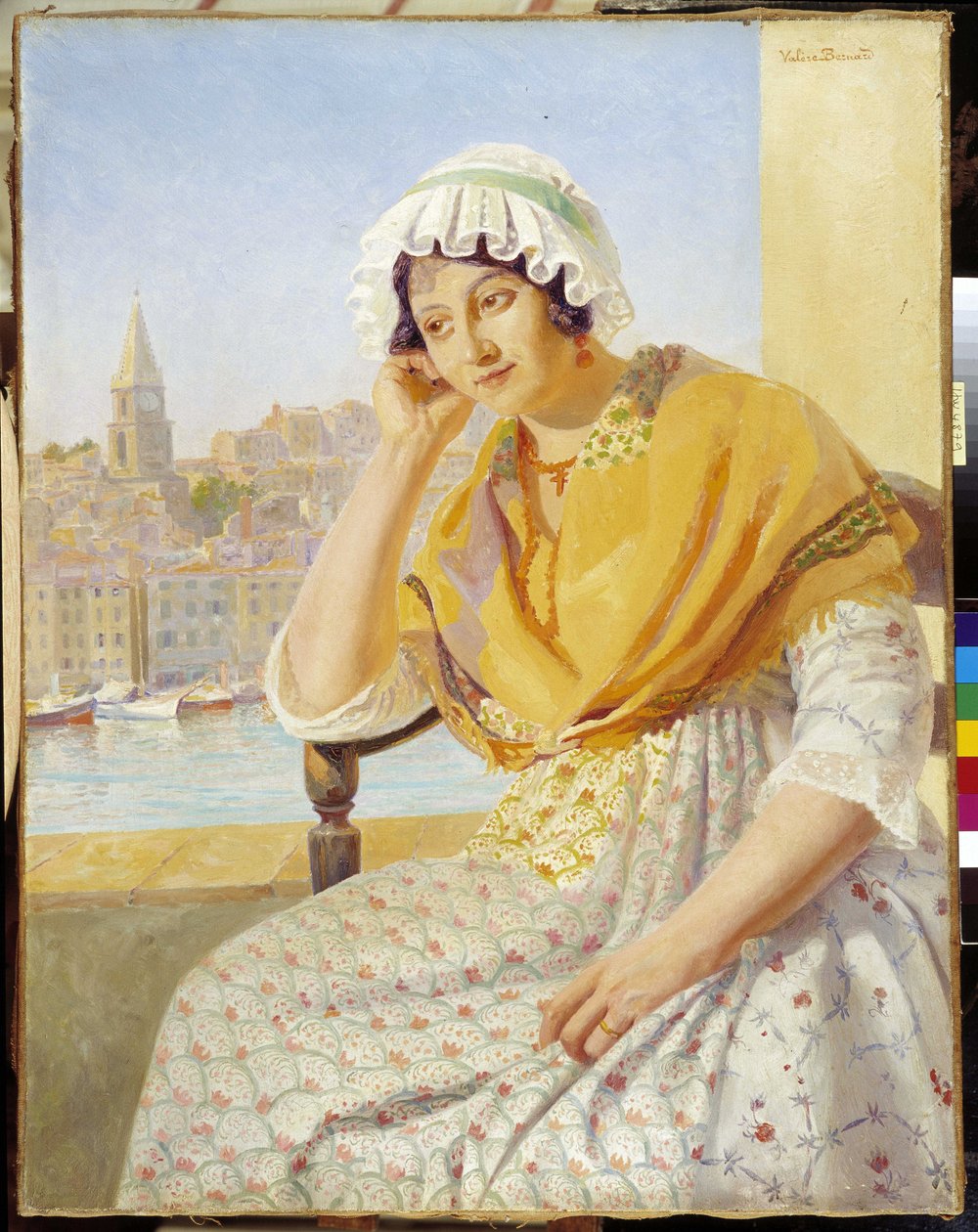 Madame Contencin na terase quai de Rive-Neuve v Marseille. Obraz Francoise Mariuse Valere Bernarda (1860-1936), povinná zmínka: Založení sbírky v Provence, Marseille. od Francois Marius Valere Bernard