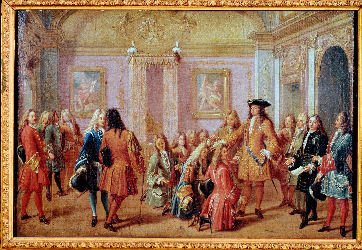 Vytvoření Řádu svatého Ludvíka králem Ludvíkem XIV., 5. května 1693 (obraz od Francois Marot