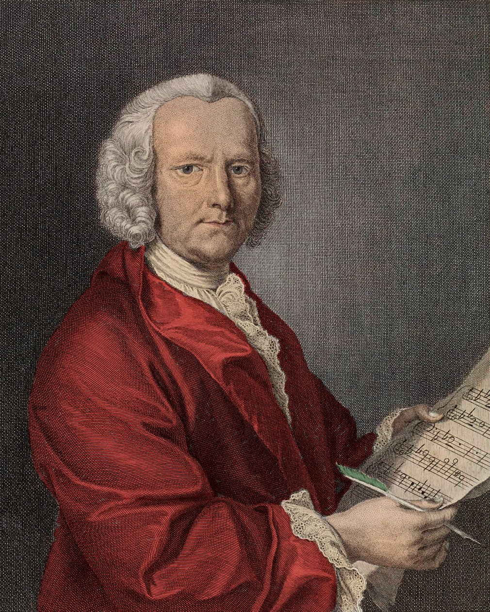 Portrét Willema od Fesche (1687-1761), rytina Francois La Cave od Francois Morellon la Cave