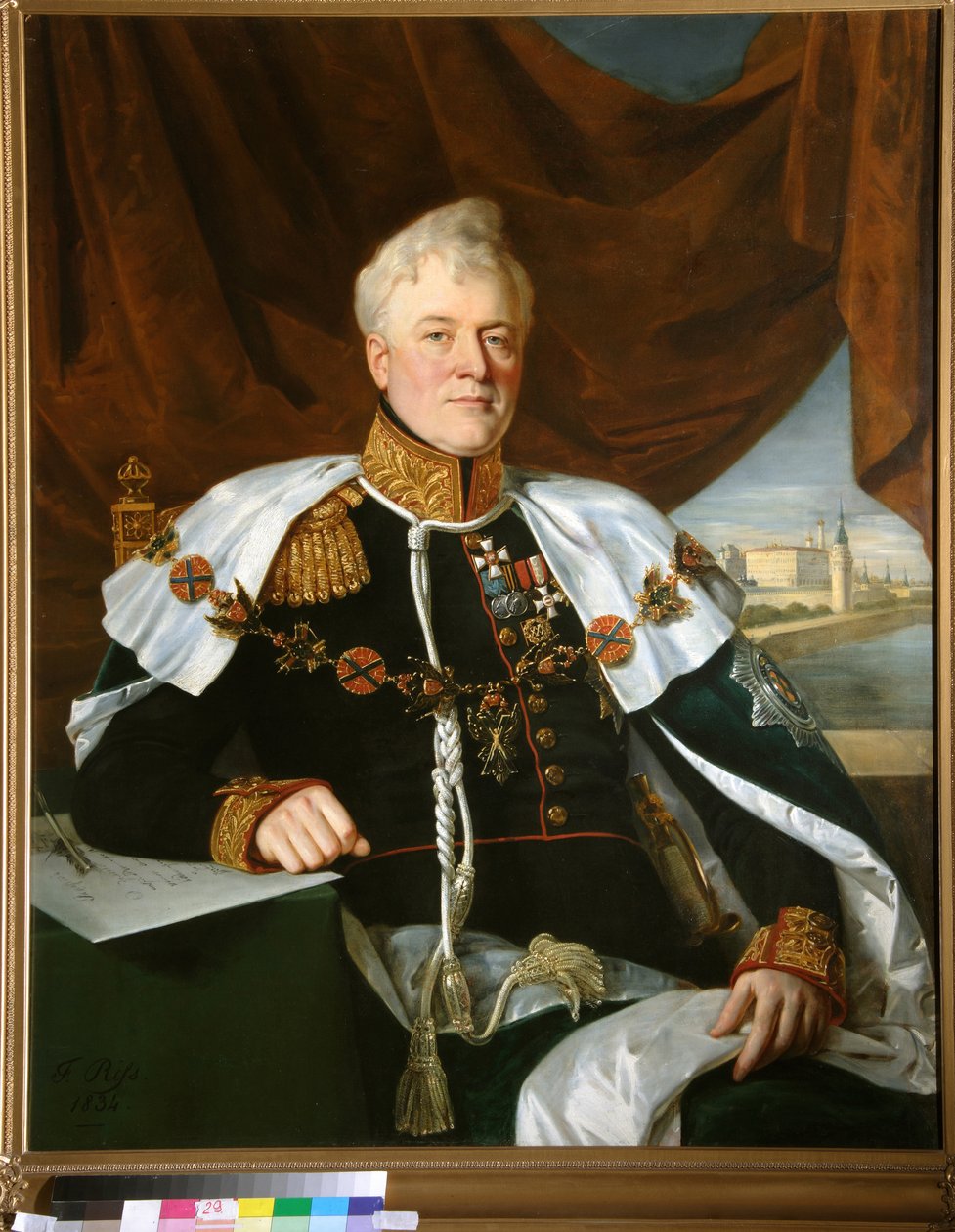 Princ Dmitri Galitzine nosí Řád svatého Ondřeje, 1835 od Francois Nicholas Riss